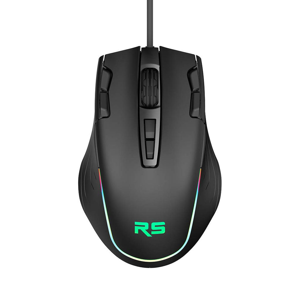 Riversong Click GT GM02C Wired Optical Mouse, 2500 DPI, RGB LED Gaming Mouse with 7 Buttons & Fire Button, Ergonomic Mouse for Laptop PC Computer