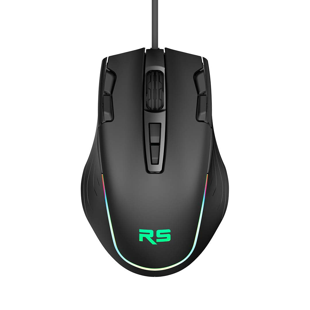 Riversong Click GT GM02C Wired Optical Mouse, 2500 DPI, RGB LED Gaming Mouse with 7 Buttons & Fire Button, Ergonomic Mouse for Laptop PC Computer